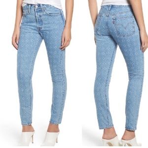 Levi’s 501 skinny high rise snowflake jeans